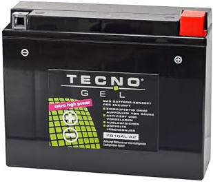 TECNO-GEL Motorrad-Batterie YB16AL-A2 für DUCATI 748 alle 1995-2000, 12V Gel-Batterie 16Ah, 205x70x162 mm