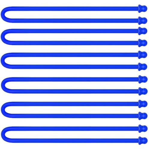 6Pcs 15-Inch Silicone Cable Tie, Steel-Core Twist Ties, Reusable Rubber Straps for Organizing, Dia 5mm