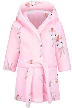 DELEY Peignoir pour Enfants Garçons Filles Robes à Capuche Pyjamas Tout-Petits Vêtements de Nuit Robe de Chambre Douce Chemise de Nuit Lapin 1-2 Ans