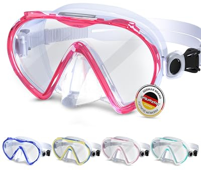 AQUAZON Beach Taucherbrille-besonders bequemes Silikon-inkl. Netztasche-Schwimmbrille mit extra temperiertem Glas für glasklare Sicht-Kinder 7-12 Jahre, Erwachsene