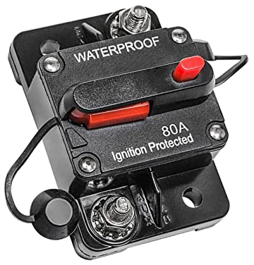 RED WOLF 80A Sicherungshalter Schutzschalter mit Manuellen Reset kfz Leistungsschalter für Auto Boot LKW Wohnmobil Audio Batterie 12-48V DC Sicherungsautomat