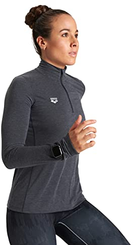 ARENA Damen W Thermal H/Z Long Sleeve T Shirt, Black Melange-silver, S EU