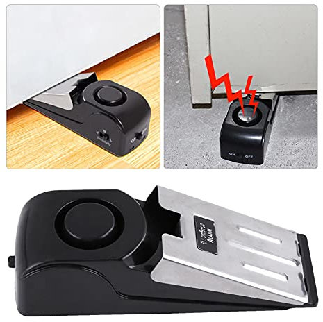 Alarme de sécurité de butée de porte portative, alarmes d'arrêt de porte de cale pour la sécurité à la maison Sécurité d'enfants Voyage Hôtel Appartement Maison Bloc d'alarme Blocage 100 dB