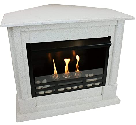 Kaminbau Mierzwa Rafael Gel Fireplace Ethanol Fireplace Corner Fireplace Including Accessory Set + Safety Glass White