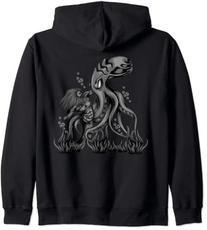 Mystical Merman Versus Octopus Felpa con Cappuccio