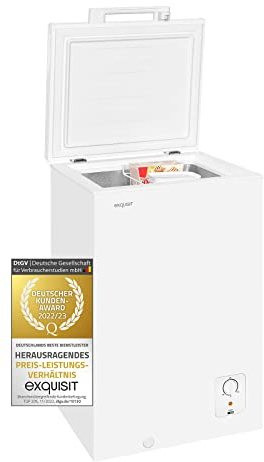 Exquisit Gefriertruhe GT100-010E weiss | 95 l Nutzinhalt | Standgerät | Gefrieren | Praktisch und kompakt | Einhängekorb | Weiß