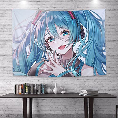 SJJUAN Japanische Cartoon Anime Hatsune Miku Hintergrund Tuch Schlafsaal Nachttisch Dekoration Hängendes Tuch Mädchen Wandtuch