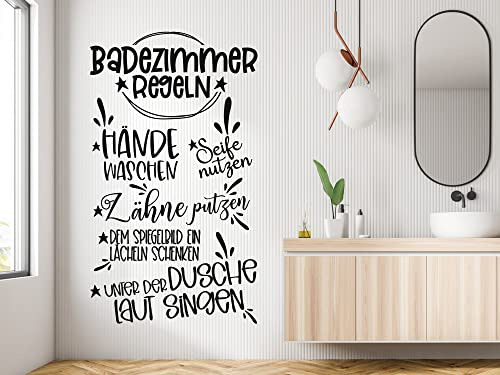 GRAZDesign Wandtattoo Bad Regeln, Badezimmer Bild als Aufkleber, Toilettenregeln Hausregeln - 52x30cm / Schwarz