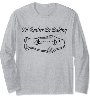 Emporte-pièce amusant en forme de poisson avec inscription « I'd rather be Baking » Manche Longue