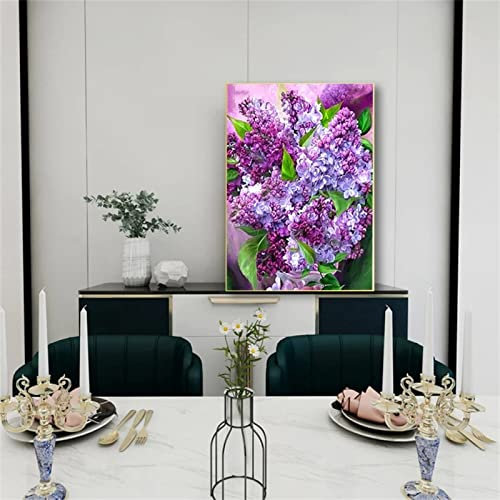 Jqynn Diamond Painting Kinder/Erwachsene Malen Nach Zahlen Lila Flieder Diamond Paintings Set Zubehör Voll Daiments Painting Bilder Groß 30x40cm, Diamond Art für Wohnzimmer Schlafzimmer Dekoration