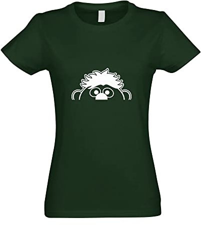 Camiseta de media Ernie para mujer y mujer, verde botella, M