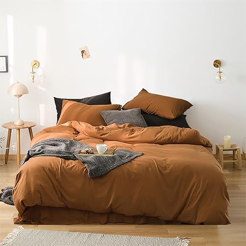 Luxlovery California King Pumpkin Tröster Rost Terrakotta Bettwäsche-Set Cal King Caramel Burnt Orange Quilts Kürbis Braun Schmusetuch Set Damen Herren Cal King