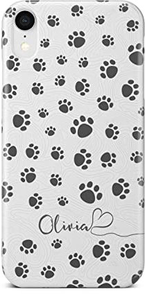 iCaseDesigner Personalised Name with Heart Animal Print Phone Case Compatible with iPhone X/XS. 1. Dog Paw Prints