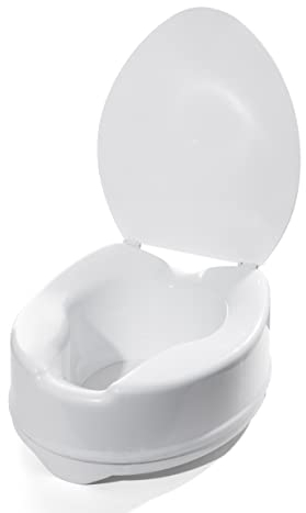 Akriva Erhöhter Toilettensitz mit Deckel (15cm hoch) - Komfortabler Toilettenaufsatz - Stabile WC-Sitzerhöhung - Toilettenaufsatz (15 cm)