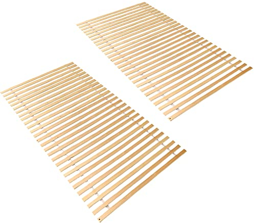 Ansobea 2 Stück Rolllattenrost Lattenrost 90x200cm Federleisten bettgestell Hochwertiger Pappelholz Bettrost Premium Rollrost Holzlatten Rollgitter bettgestell für familienbett