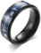 Bishilin Ring Herren Edelstahl, Freundschaftsringe Herzschlag mit Kohlenstoff 8MM Breit Partnerringe Männer Ringe Schwarz Blau Personalisiert Gr.55 (17.5)