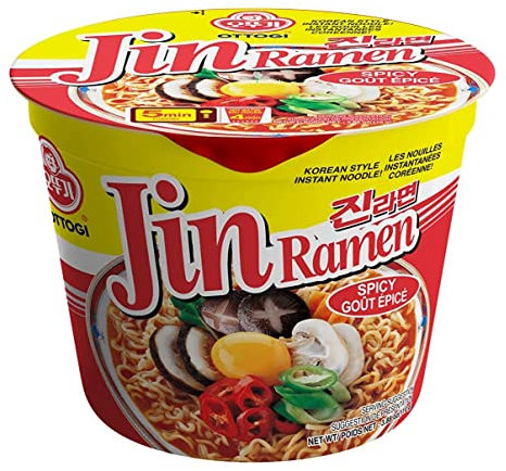 OTOKI JIN RAMEN SPICY, KOREAN STYLE INSTANT NOODLE, RICH SPICY FLAVOR, Instant Cup Bowl Ramen, Best tasting ramyun, Traditional gourmet taste [6 BOWL] (110gX6)-1 BOX