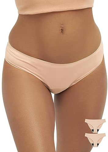 MyMonthlys Perioden Unterwäsche 2er Set hautfarben - mittlere Blutung/bis zu 3 Tampons - Periodenslip Damen - Seamless saugstark absorbierend schnelltrocknend - ohne Biozide - S / 36