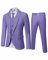 Hihawk, Completo da uomo in 3 pezzi con tessuto elasticizzato, tinta unita, slim fit, con un bottone, giacca, gilet e pantaloni con cravatta, Viola, M