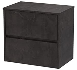 Hudson Reed Wall Hung 2 Drawer Countertop Unit & Colour Worktop, 600mm, Matt Metallic Slate