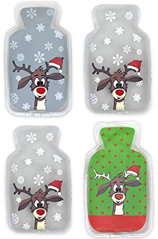 Handwärmer Taschenwärmer Sets Fingerwärmer, gegen kalte Hände im Winter (4er Set Elch Didi Wärmflasche)