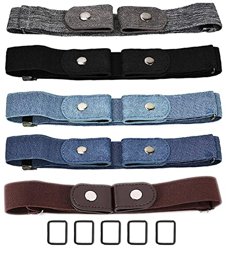 Gürtel Ohne Schnalle 5 Stück Elastischer Stretchgürtel Unsichtbarer Taillengürtel für Jeans Hosen Kleid Verstellbar für Herren und Damen