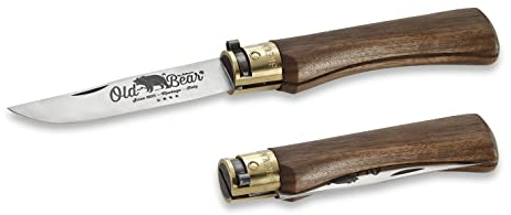 Old Bear Coltello Antonini, serie, misura XL, manico noce, ghiera ottone, lama Classica acc.inox W 1.4060 - art. 9307/23_LN