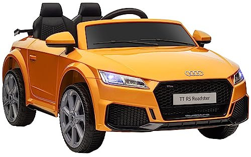 HOMCOM Audi TT RS Licensed 12V Kids' Electric Ride on, Electric Car for Kids with Parental Remote Forward Reverse, Lights, Horn, Music, MP3 Player, Seatbelt, Yellow