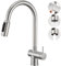 Faustina 3 Wege Küchenarmatur mit Brause ausziehbar, Trinkwasserhahn Wasserhahn Armatur Küche, 2 in 1 Mischbatterie Spültischarmatur Küche für Wasserfilter, Edstahl gebürstet