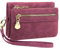 REETEE Portefeuille Femme Petit Porte Monnaie Femmes en Cuir PU Court Porte Feuilles pour Femme avec 10 Porte-Cartes, Portefeuilles Femme avec Zippé Pochette à Monnaie et Bracelet Amovible(Vin Rouge)