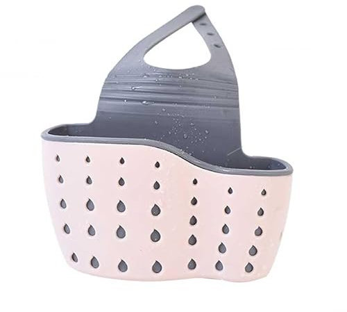 Organizer per Lavello Cucina Porta Spugna Porta Oggetti per Rubinetto con Supporto Cestello Sospeso Riordinello Contenitore Lavaggio (Rosa)