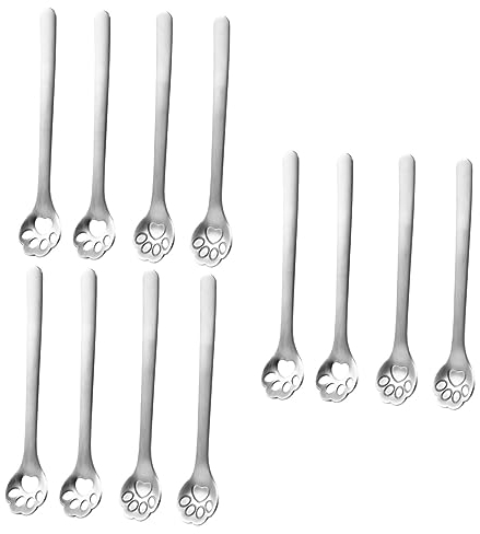 BESTonZON 12pièces Cuillères à Café Acier Inoxydable Avec Poignée Forme De Patte De Chat Accessoires Créatifs Pour Mélanger Café Thé Et Desserts