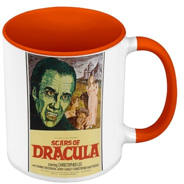 Tasse Farbe Premium Qualität Orange – Scars of Dracula Altes Filmplakat, Retro-Filmposter Vintage Horror – Tasse mit Henkel und farbigem Innenraum