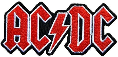 PSL AC DC Rock Band t Shirts Logo Embroidery Iron on Patch Rock n Roll Clothing Decor, red, black