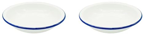 Zenker Enamel Round Pie Dish, Vintage Design, Suitable for Oven & Stove, Diswasher Safe, Oven Tray, Pie Tin, Dimensions: 25x25x5cm Colour: White, Blue (Pack of 2)
