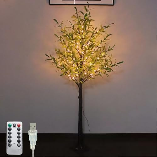 LOGT LED Baum Künstlich Olivenbaum 180cm 300 LED Warmweiß
