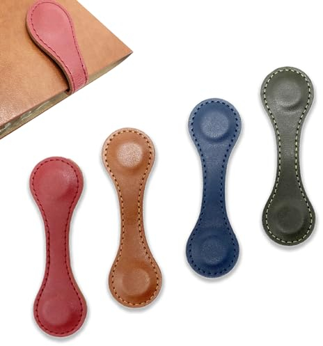 Kaizuca 4 Stück Magnetische Lesezeichen, Doppelseitige Magnetische Retro-Lesezeichen, Personalisierte Kunstleder-Pu-Lesezeichen, Tragbare Lesezeichen, Geschenk für Familie Oder Freunde