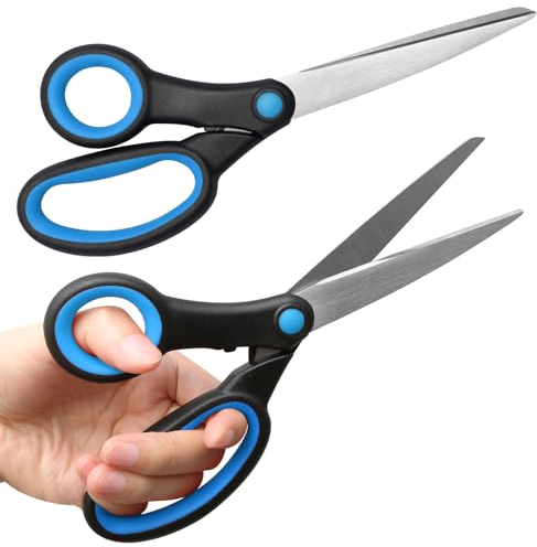 Lot de 2 ciseaux inox 20,3 cm pour gaucher adultes, couture et travaux manuels (bleu)