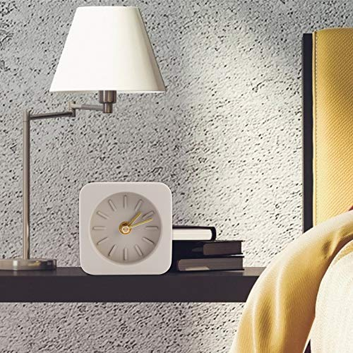 GEEKCOOK Einfache quadratische Zement-Tischuhr für Heimbüro-Dekoration, Oberflächeneffekt von gegossenem Beton, perfekte Familie und Freunde, (Sandsteinbraun)