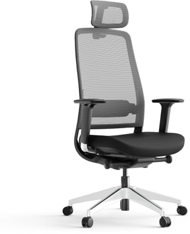 Yaasa Chair Expert Bürostuhl Ergonomisch mit Kopfstütze Schwarz – Schreibtischstuhl mit Lordosenstütze, 4D-Armlehnen & Flex-Rückenlehne für seitliche Bewegung – Zertifizierte Qualität, 130kg