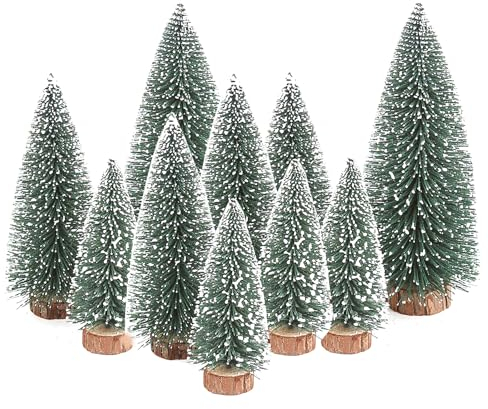 Goldyida 10 Stück Weihnachtsbaum Mini Künstlich Mini Weihnachtsbaum künstlicher Weihnachtsbaum Künstlicher Mini Modell Weihnachtsbaum Künstlicher Kiefernbaum mit Holzsockel 10/15 /20 cm