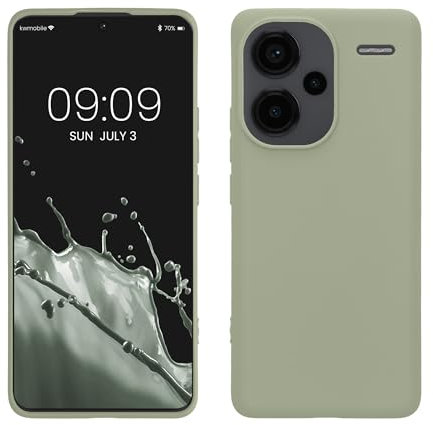 kwmobile Funda para Xiaomi Redmi Note 13 Pro+ 5G / Redmi Note 13 Pro Plus 5G Carcasa - Ultrafina de TPU y Silicona con Bordes elevados anticaídas - Gris Verdoso