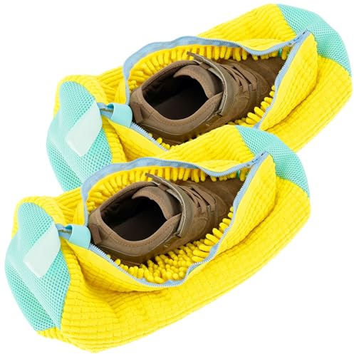 2Pcs Laundry Shoe Bags for Washing Machine Trainer Washing Machine Bag Reusable Wash Bag for Trainers with Zipper Cleaning Pouch Shoe Laundry Pouch for Cleaning Footwear Tear Resistant (yellow)
