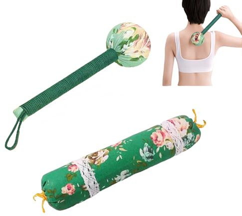 GCFTIFF Wermut-Massagehammer (30,5 cm) & Wermutkissen (38,1 cm) Set, Lymphdrainage-Hammer, manueller Körpermassagehammer, Rückenklopf, langer Handmassagehammer zur Linderung von Rückenschmerzen (grün)