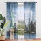 Odot Transparent Gardinen 2er Set Voile Vorhänge mit Ösen, Sheer Vorhang mit Stadtgebäude Druck, Ösenschal Fensterschal für Wohnzimmer Schlafzimmer Sonnenlichtfilterung (140x244cm,New York)