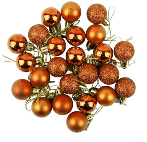 Weihnachtskugeln, Ornamente, 24 Stück, 3 cm, für Weihnachtsbaum, sortiert, bruchsicher, hängende Kugeln, Weihnachtskugeln, Ornament-Set für Weihnachtsdekoration (Bronze)