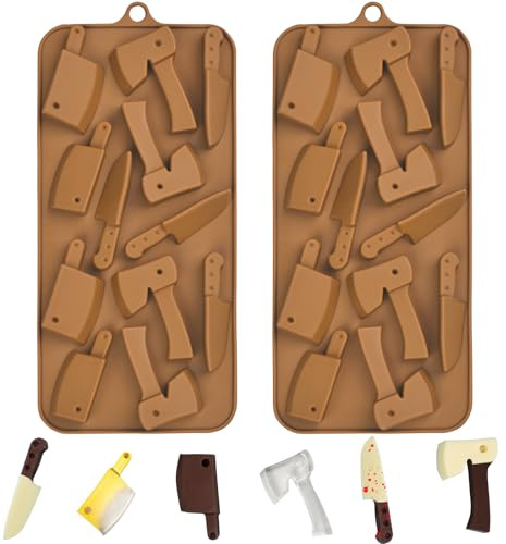 BFJ Halloween Chocolate Moulds Knife Silicone Candy Moulds 2pcs for Resin, Soap, Ice, Fondant, Cupcake Decoration