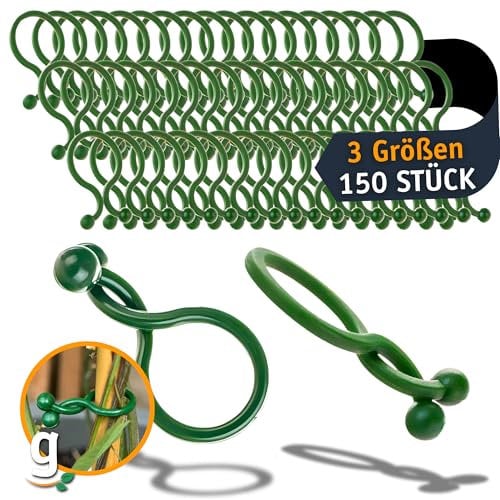 Gardazon Pflanzenclips Twist Lock 150 Stück – 13, 18, 23 mm Pflanzenhalter aus robustem Kunststoff, Flexibler Stützclip für Hochstamm-Pflanzen, Kletterpflanzen & Sträucher – Pfähle & Rankgitter