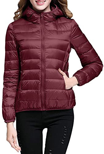 Genérico Chaqueta De Plumón Para Mujer, Sudadera a Prueba De Viento Ajustado Caliente Parka Tops Protección Contra El Viento De Corte Clásico Chaqueta Acolchada Y Ajustada De Longitud Media