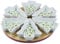 Lesser & Pavey - Juego de cuencos decorativos para servir en forma de árbol de Navidad, 6 aperitivos de cerámica, aperitivos, aceitunas, cuencos en bandeja redonda